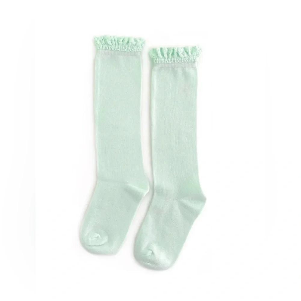 Little Stocking Co Lace Top and Cable Knit Knee High Socks - Little OOMA